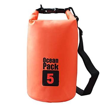 Imagem de Mochila esportiva Dry Sack flutuante à prova d 'água de quarantina 2L/3L/5L/10L/15L/20L/30L para barco, caiaque, caminhadas, snowboard, acampamento, rafting, pesca, mochila, Clássico, Laranja, 5L
