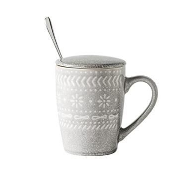 Imagem de GRFIT Caneca 500 ml Grande Capacidade Simples Copo de Leite Conjunto de Xícaras de Café Doméstico Copo de Água Cerâmica de Alta Temperatura Copo de Bebida Retro Caneca de Café (Cor: 1)