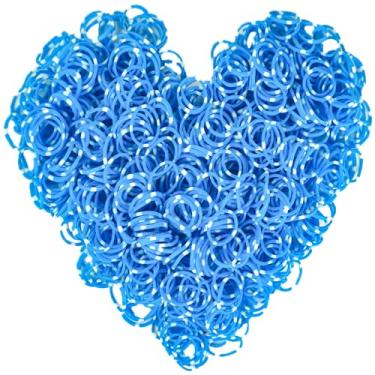 Imagem de Yowamho Pulseira de borracha azul e branca 900 com 24 clipes em S e 1 crochê pequeno, elástico.