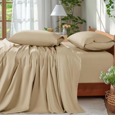 Imagem de Shilucheng Conjunto de lençóis 100% algodão - 600 fios, lençóis com bolso extra profundo para colchões de 45,7 a 61 cm de espessura, respirável e refrescante, lençóis de cama de algodão egípcio de