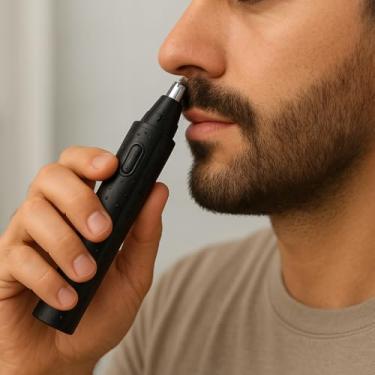 Imagem de Aparador elétrico de pelos do nariz, ferramenta de cuidados elétricos, lâmina rotativa, cabeça de corte lavável, portátil para homens e mulheres