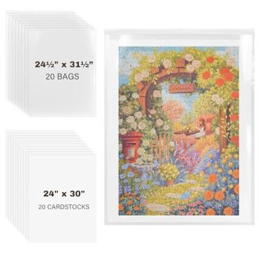 Imagem de Extra Large Puzzle Storage Zip Bags with Cardstock, 20 Count Hold 40 Puzzles, 24.6"x31.5" for 1000pcs, Easy to Slide in, Portable, Reusable, Sturdy Puzzle Organizer, Gift for Mom