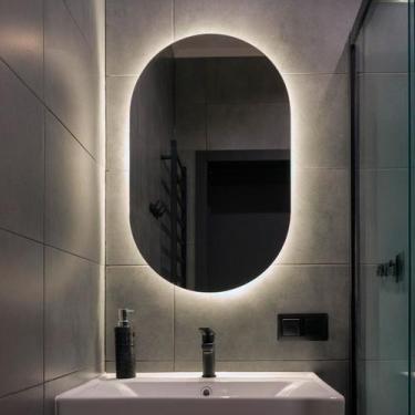 Imagem de Espelho Decorativo de Parede Orgânico com Led Mod Pílula 55x75 para Sa