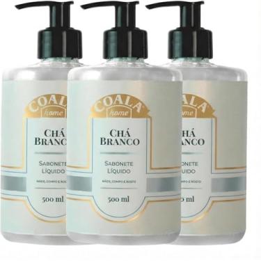 Imagem de Kit com 3 Sabonete Liquido CHÁ BRANCO COALA Mãos e Corpo Limpa Hidrata Perfuma 500ml CADA