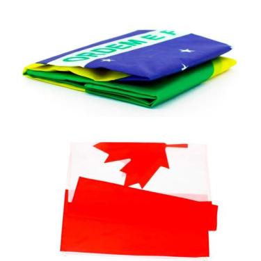 Imagem de Kit Bandeira Do Brasil + Bandeira Do Canadá 150 X 90 Cm - EB