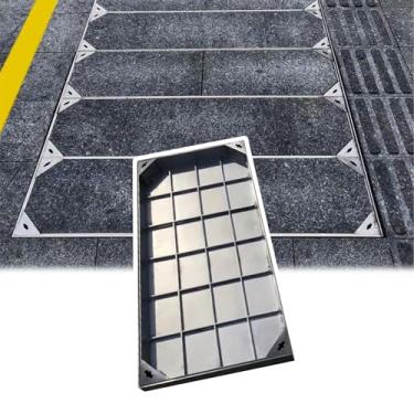 Imagem de Tampa de bacia de esgoto embutida de jarda quadrada, tampa de bueiro e moldura com base e extrator, capa de tanque séptico resistente para decoração (CXW-75 x 75 cm/29,5 x 29,5 pol.)