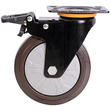 Imagem de Rodas de rodízio resistentes de 10 cm - Rodízios giratórios com freio, capacidade de carga de 112 kg, ideal para máquinas industriais, bancadas de trabalho e carrinhos de carrinho - Rodas de