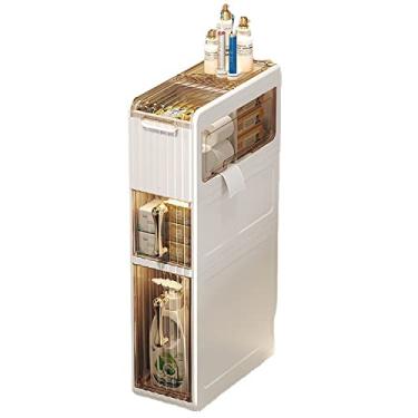 Imagem de Carrinho de armazenamento com rodinhas e organizador - Armário de cozinha pequeno e fino ao lado da geladeira com gavetas - Solução perfeita de armazenamento de banheiro!