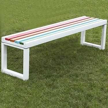 Imagem de Banco de jardim ao ar livre, assentos de móveis de pátio, bancos de metal para fora, cadeira de namoradeira, com encosto/banco de parque sem costas, ideal para ambientes externos e internos (cor