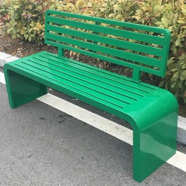 Imagem de Banco de jardim de pátio externo de metal, parque de namoradeira resistente com banco de encosto, bancos de parque ao ar livre para todos os climas, à prova de intempéries, para banhos de sol, pátio