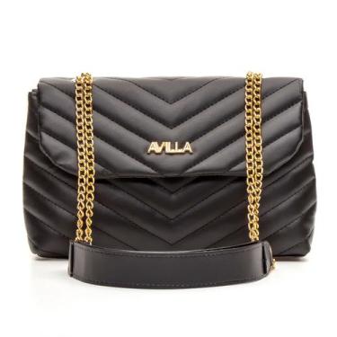 Imagem de Bolsa Feminina Media Alça Corrente Ombro Transversal Bordada - Avilla 