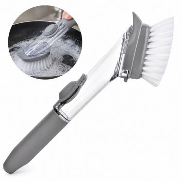 Imagem de Escova de Limpeza com Dispensador de Detergente Multiuso com Raspador PP e Borracha Cinza Magica Mais