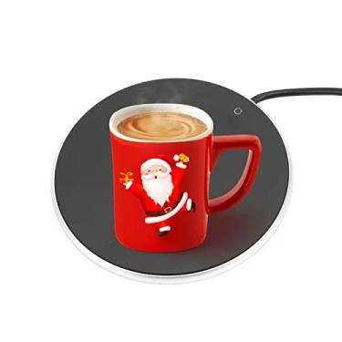 Imagem de Aquecedor de café inteligente USB de temperatura constante de 55 °C para mesa, ajuste de 3 temperaturas portátil, desligamento automático aquecedor elétrico de bebidas para chá com leite (prata)