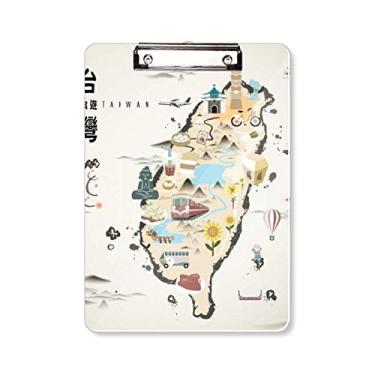 Imagem de Mapa Taiwan Características de viagem prancheta pasta bloco de escrita placa de apoio A4