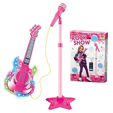 Imagem de Guitarra Com Microfone Pedestal Infantil Rock Show Rosa, DM Toys