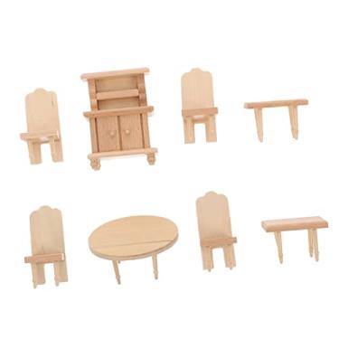 Imagem de Generic 1 Conjunto Mini Mesa e Cadeiras Mini Cadeira De Madeira Cadeiras De Mesa De Jantar Em Miniatura Mobília Brinquedos Para Crianças Bebê Casa De Boneca Criança Pequena