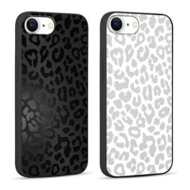 Imagem de RUMDEY Capa de telefone de 4,7 polegadas, estampa de guepardo fofa para iPhone 7/8 / SE 2020 / SE 2022 de 4,7 polegadas, capas protetoras luxuosas de silicone macio TPU à prova de choque para mulheres e meninas - preto e branco