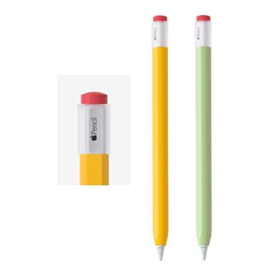 Imagem de Pacote com 2 estojos de silicone compatíveis apenas com Apple Pencil de 2ª geração, acessórios da capa, suporte protetor de pele (deve ler instruções de instalação) [amarelo, verde sálvia]