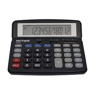 Imagem de Victor 9700 Calculadora de negócios de função padrão de 12 dígitos, bateria e tela LCD de inclinação híbrida solar, ótimo para uso doméstico e escritório, preto