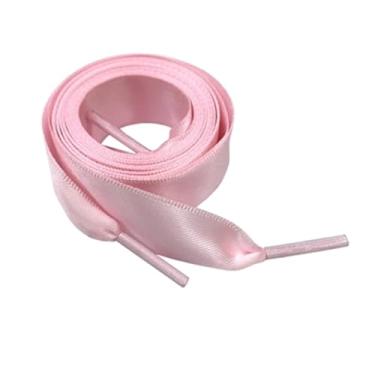 Imagem de Flat Satin Ribbon Shoelaces Laces For Sneaker Sport Shoes(Color:Pink,Size:100cm)