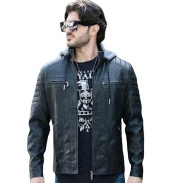 Imagem de Jaqueta De Couro Motoqueiro Masculina Impermeável Slim Top - Rv modas,
