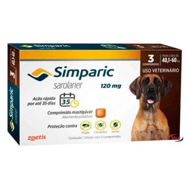 Imagem de Simparic 120mg (40kg a 60kg) 3 comprimidos - ZOETIS, 50G