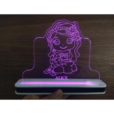 Imagem de Luminária Decorativa com LED Sereia - Hobbies do Ofício, Rosa