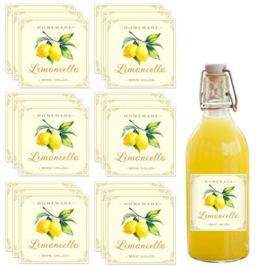 Imagem de TESWEY 20 etiquetas de limoncello, etiquetas de garrafas de limão caseiro, adesivos decorativos de limão para garrafas (7,6 cm x 7,6 cm)