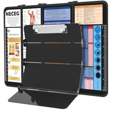 Imagem de NECEG Prancheta de Enfermagem Dobrável - 4 Camadas de Alumínio Dobrável Prancheta de Enfermeira Tamanho de Bolso Dobrável com Folhas de Dicas de Edição Médica de Enfermagem para Estudantes de Enfermag