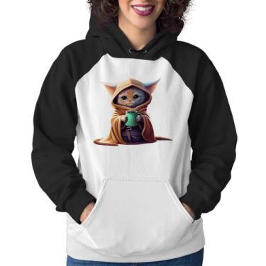 Imagem de Moletom Feminino Gato Jedi - Foca na Moda, Branco, Preto, GG