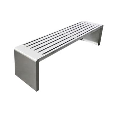 Imagem de Banco ao ar livre Banco de metal para jardim, sem encosto, cadeira de aço inoxidável, para assentos de lazer em parques ao ar livre Banco de jardim(L150xW40xH40 cm)
