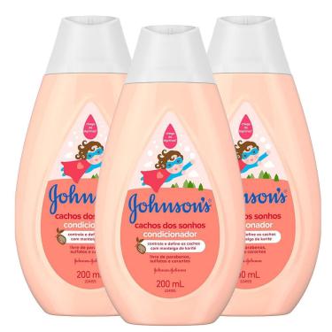 Imagem de Kit Condicionador Cabelos Cacheados Johnson's Baby 200ml com 3 unidades