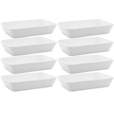 Imagem de 8 Travessas Refratárias de Porcelana Branca 29x20x5cm Restaurantes Buf