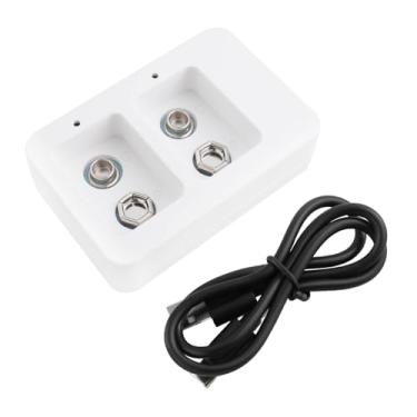 Imagem de Create idea Carregador de bateria de 9V com compartimento duplo, carregador de bateria rápido com indicadores LED para bateria recarregável de íons de lítio 9V Ni-MH/Ni-CD 8,4V