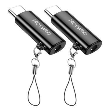 Imagem de MOSWAG Adaptador de fone de ouvido USB C para 3,5 mm, tipo C, adaptador de fone de ouvido, dongle de áudio, microfone auxiliar, chip DAC de alta resolução, compatível com Samsung Galaxy S23 S22 Pixel