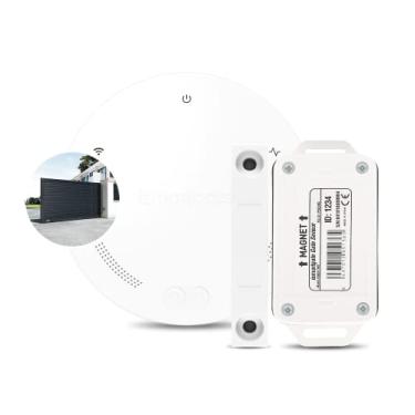 Imagem de ismartgate Kit Mini Gate compatível com Google Home, Amazon Alexa, IFTTT; Acesso remoto e alertas gratuitos, abrir e fechar automaticamente; sem taxas adicionais (sensor sem fio)
