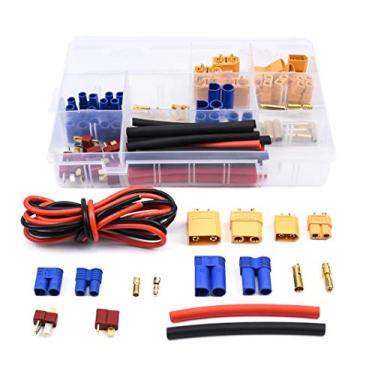 Imagem de Readytosky Kit de adaptadores de conector macho e fêmea XT60/XT90/EC3/EC5/T + fio de silicone 14AWG + tubos retráteis para bateria lipo de motor RC ESC (70 peças)