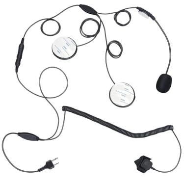 Imagem de Kit de capacete Ptt Mic Intercom Fone de ouvido Walkie Talkie Comunicação bidirecional Fechado Full Half Face Fone de ouvido com microfone Boom e alto-falante compatível com rádios Midland GXT LXT de