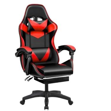 Imagem de Cadeira Escritório Gamer Ergonômica Reclinável Confortável Com Rodinha E Apoio Para Os Pés(Vermelho)