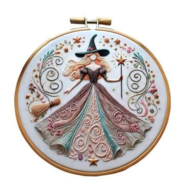 Imagem de Witch Embroidery Kit Beginner DIY Embroidery Materials Kit,DIY Embroidery Crafts Accessories,Gifts for embroidery lovers(Style 1,20cm*20cm)