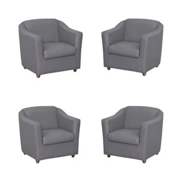 Imagem de Kit 4 Poltronas Bia Decorativa Reforçada Recepção Clinica Salão Sala De Estar Courino