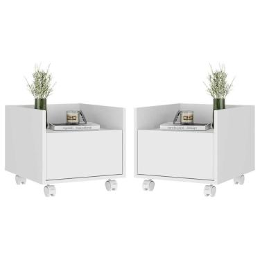 Imagem de Kit+2 Mesas De Cabeceira 40cm Mp4045 Branca