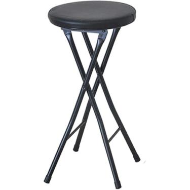 Imagem de Banqueta Dobrável Compacta Redonda Housewares, Capacidade De 150kg - Design Único De Assento Ergonômico D, White, Black-49cm