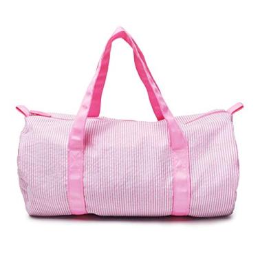 Imagem de Bolsa infantil de viagem noturna Seersucker bolsa esportiva leve de fim de semana para meninos e meninas, rosa, X-large
