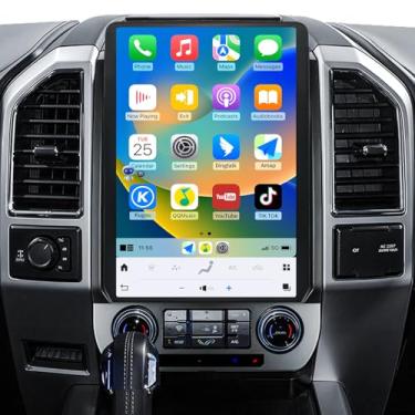 Imagem de Rádio automotivo para Ford F150 2015-2021 atualizado 8+128G Carplay Android Auto Android 13 14,4 polegadas 2K Touch Screen Tesla Style Head Unit Navegação GPS 4G SWC (SYNC-3)