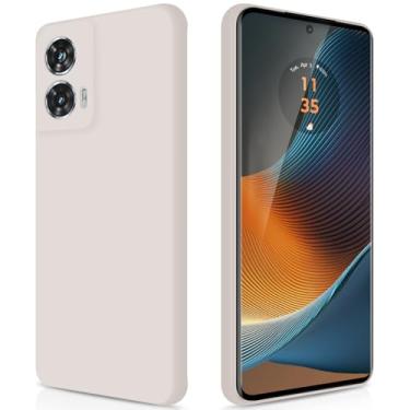 Imagem de GiiYoon Capa para Motorola Edge 50 Fusion, capa protetora de corpo inteiro com toque suave e sedoso, case à prova de choque com forro em microfibra - Bege