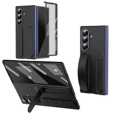 Imagem de AJDJTEN Para Samsung Galaxy Z Fold 7 com suporte de pulseira, alça de dedo, protetor de tela bulit--in e proteção de lente, capa de alça de mão, capa de telefone resistente à prova de choque durável