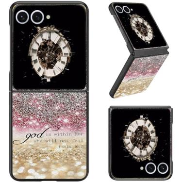 Imagem de RAUEDWDJS Capa protetora para Samsung Galaxy Z Flip 7, Slim Fit Hard PC à prova de choque para Samsung Z Flip 7-Pink Glitter Psalm 46:5