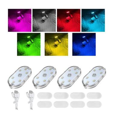 Imagem de Luzes LED para carro Augeny Interior Wireless 7 cores 4 peças