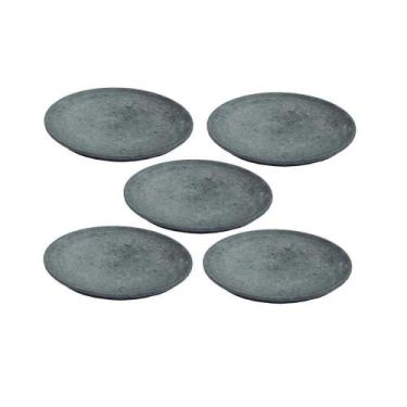 Imagem de Kit 5 Pratos Raso Redondo Pedra Sabão Sobremesa E Bolos 26Cm - INDUSTR